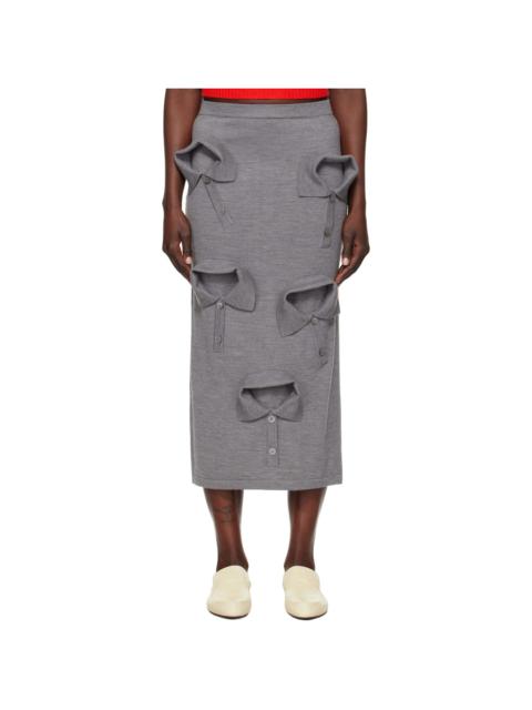 Gray Multi Collar Maxi Skirt