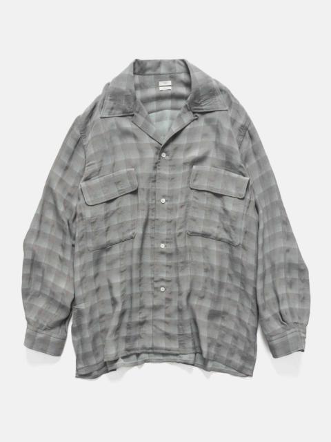 Jacqard Plaid Open Collar Shirt Gray