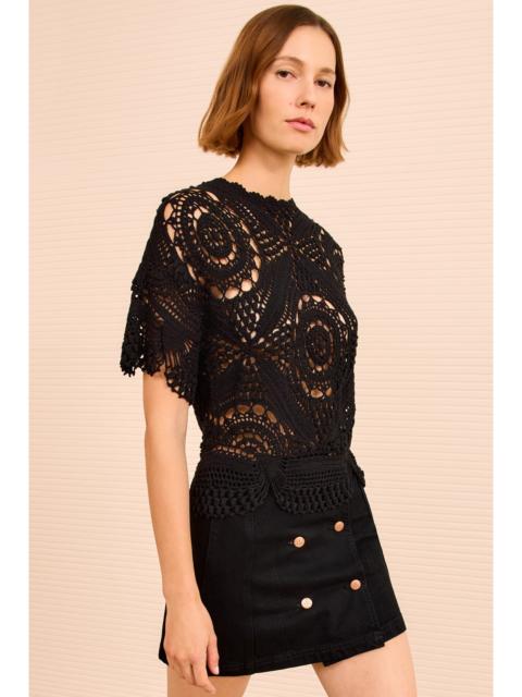 Maddalena Short Sleeve Hand Crochet Top