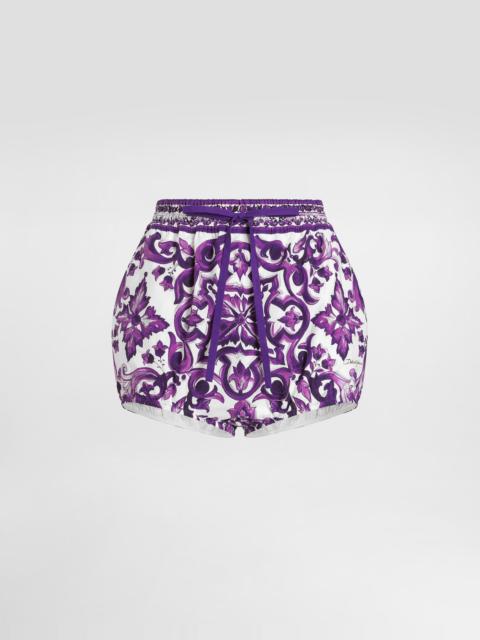 Majolica-print poplin shorts