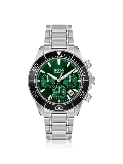 SEALINER SILVER-TONE CHRONOGRAPH WATCH WITH GREEN DIAL