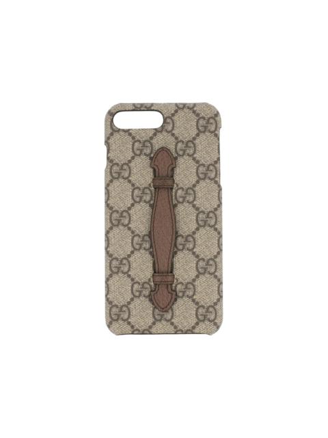 Gucci GG Supreme Selleria iPhone 8 Plus Case Beige Ebony New Maple