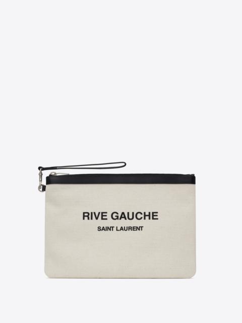rive gauche zippered pouch in linen canvas