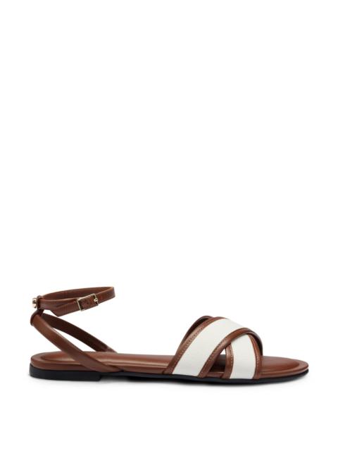 STRUCTURED-CANVAS SANDALS WITH LEATHER TRIMS AND BRANDING