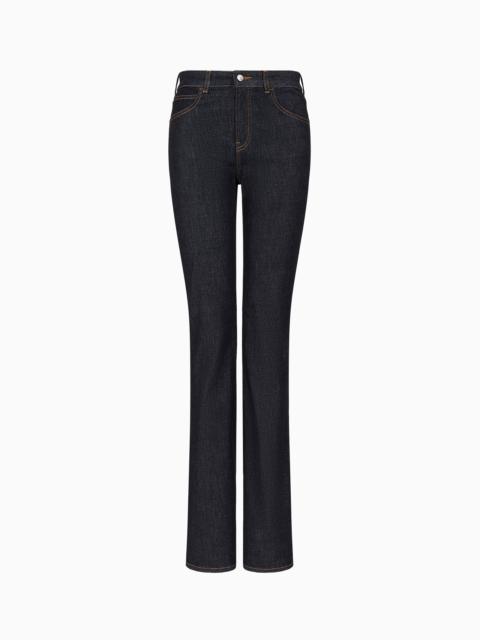 J47 Medium high-waisted, lightly worn-look, flared, stretch-denim jeans