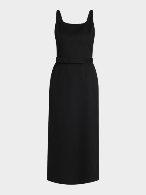 Vadira Sleeveless Belted Wool Midi Dress