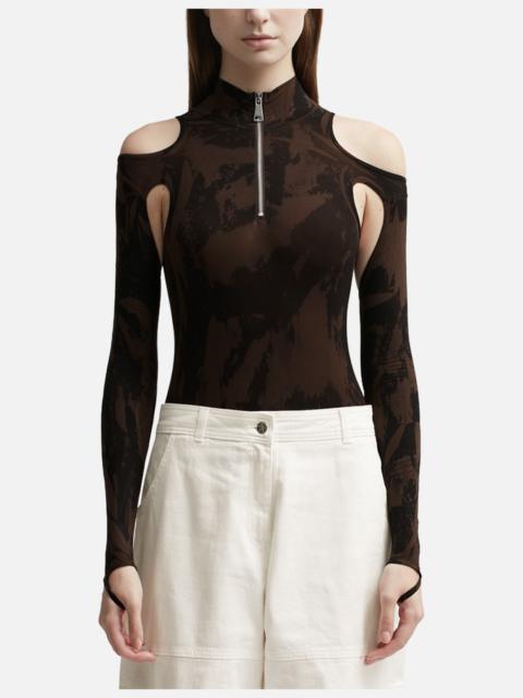 CUT-OUT PRINTED SCULPTING BODYSUIT