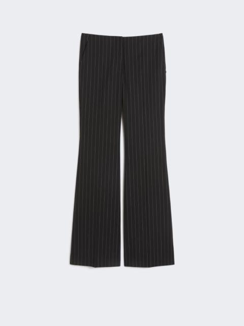 Flared pinstripe wool trousers - black
