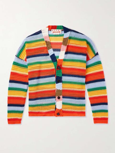 + No  Vacancy Inn Striped Crochet-Knit Cotton Cardigan