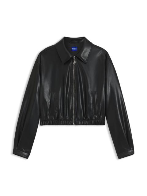 CROPPED JACKET IN FAUX LEATHER WITH EMBOSSED REAR LOGO