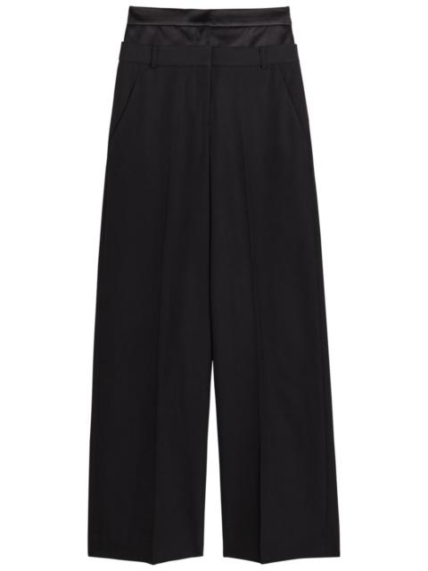 Erdem Layered Wide-leg Silk-blend and Wool Trousers