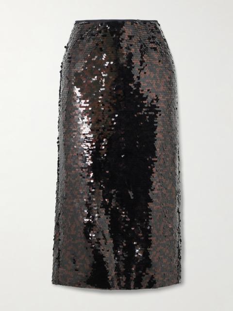 Ciara Sequined Mesh Midi Skirt
