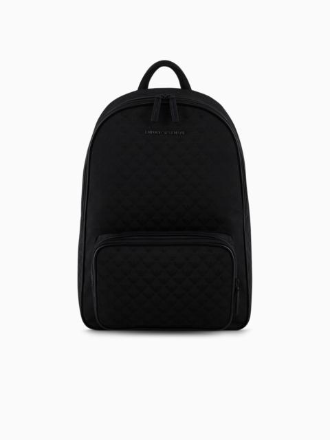 Nylon backpack with all-over jacquard eagle