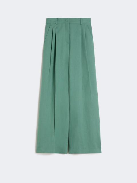 Viscose and linen wide-leg trousers - GREEN