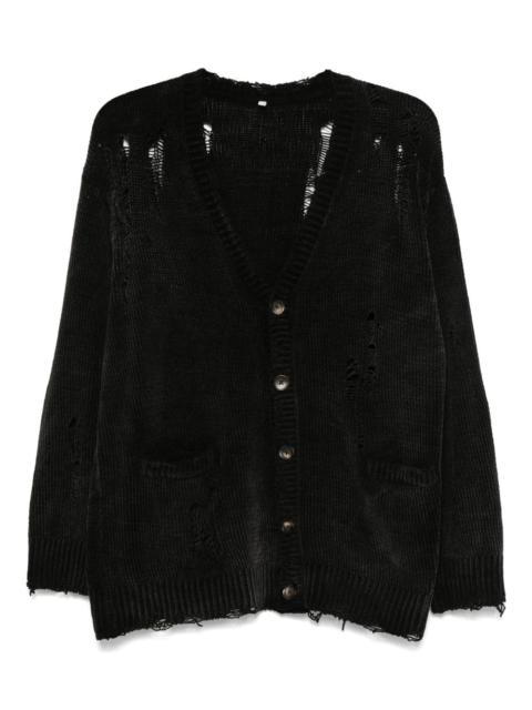 raw-cut fine-knit cardigan