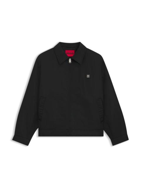 WATER-REPELLENT JACKET WITH STACKED-LOGO TRIM