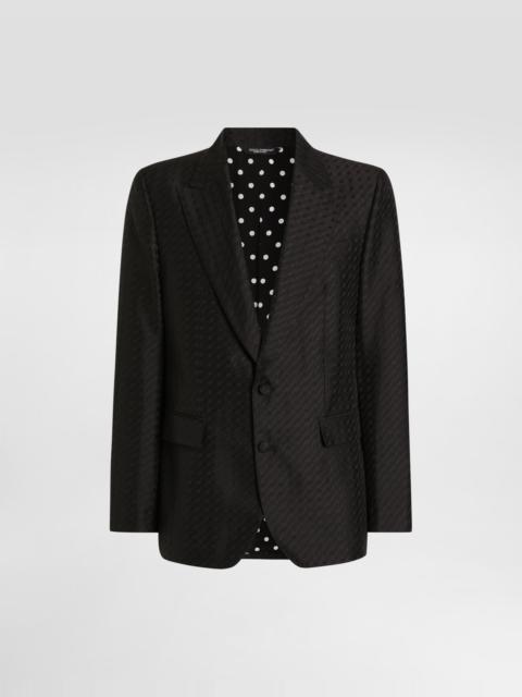 Single-breasted sicilia light jacket with micro pattern jacquard