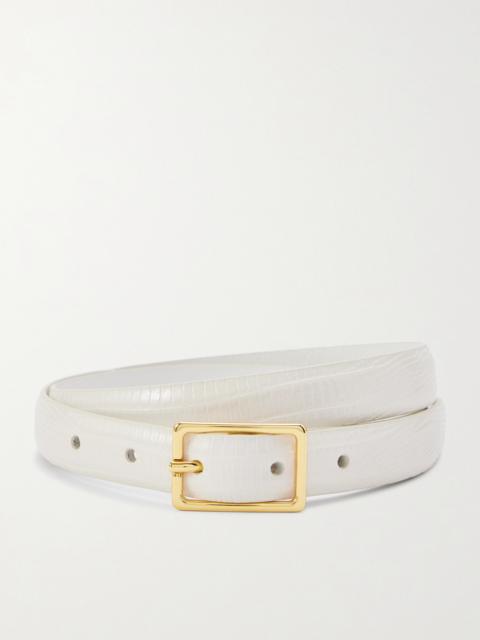 Croc-effect Leather Belt