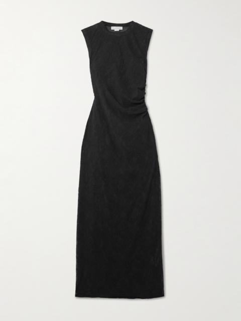 Ruched Stretch Recycled-lace Maxi Dress