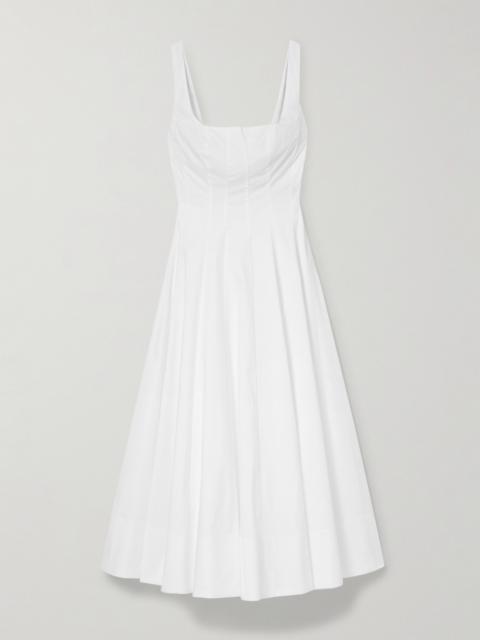 Wells Pleated Cotton-blend Poplin Midi Dress