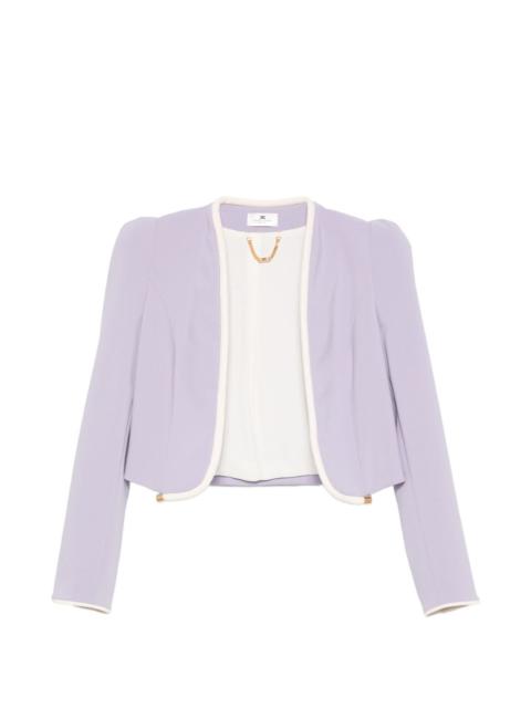 contrast-trim open-front jacket