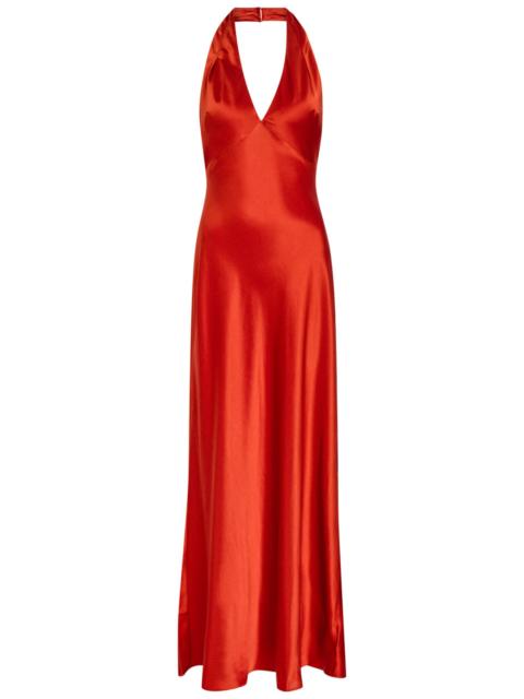 Reformation Daniela Halterneck Silk Dress