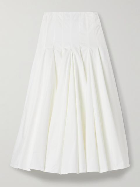 Triana Pleated Cotton-poplin Midi Skirt