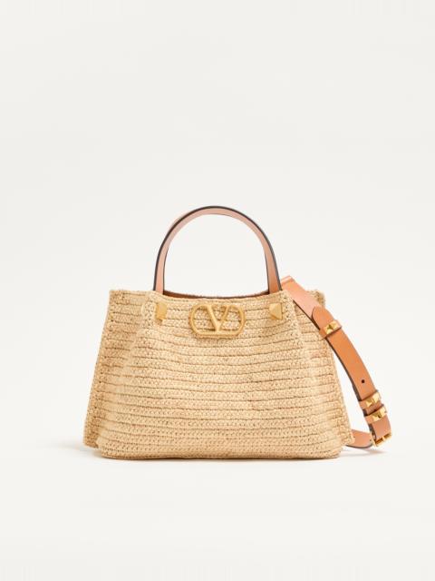 VALENTINO GARAVANI SMALL RAFFIA SHOPPING BAG.