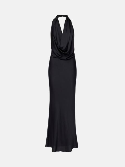 Poppi draped halterneck silk-blend gown