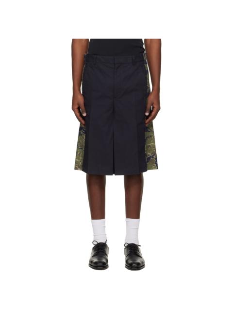 Navy & Green Camouflage Shorts