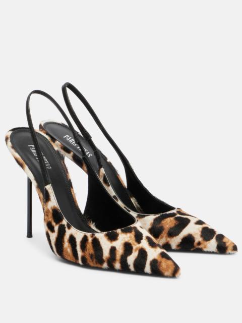 Lidia 105 leopard-print calf hair slingback pumps
