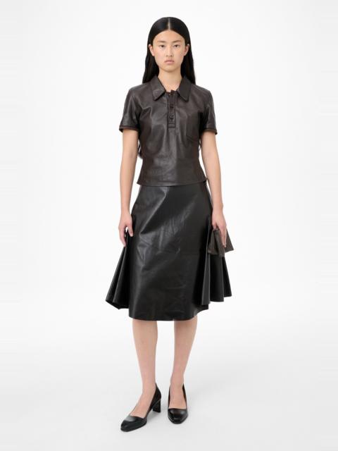 Leather Piquet Umber Brown Fluid Calfskin