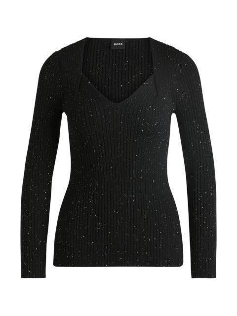 RIBBED SWEATER WITH SEQUIN EMBELLISHMENTS