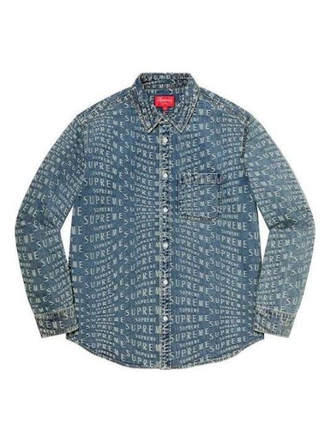 Supreme Warp Jacquard Logos Denim Shirt 'Teal White' SUP-SS21-697