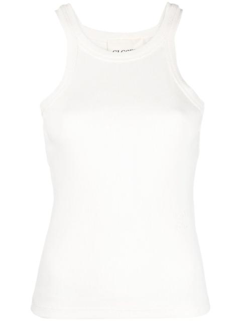 rib-knit racer tank top