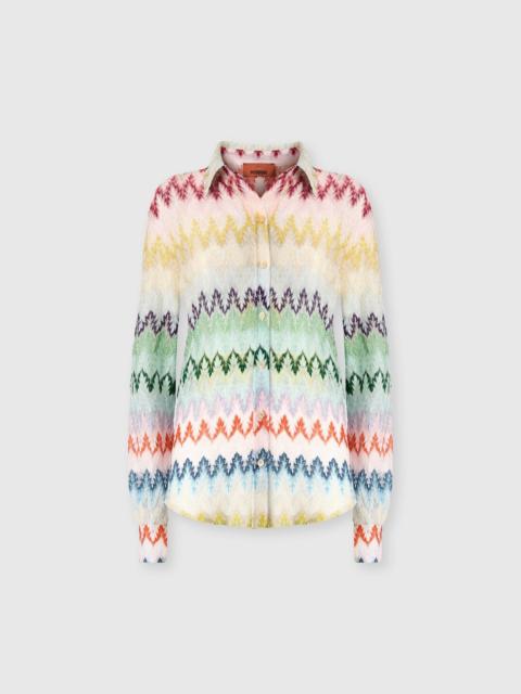 Shirt in viscose blend with lace motif