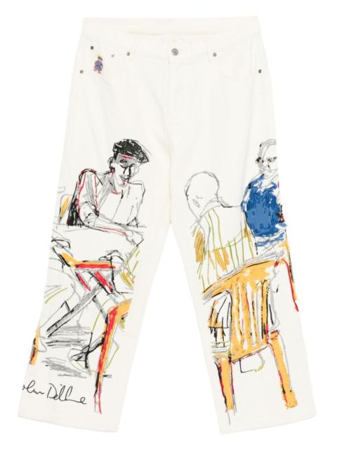 graphic-print jeans