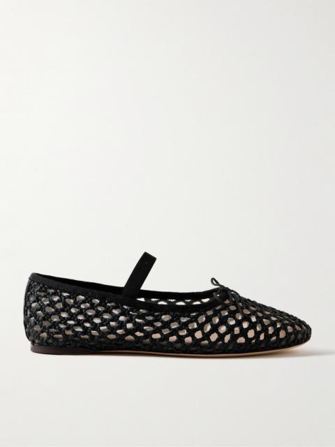 Leonie Grosgrain-trimmed Raffia Mary Jane Ballet Flats