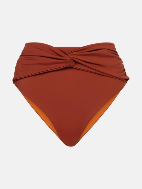 Gathered high-rise bikini bottoms