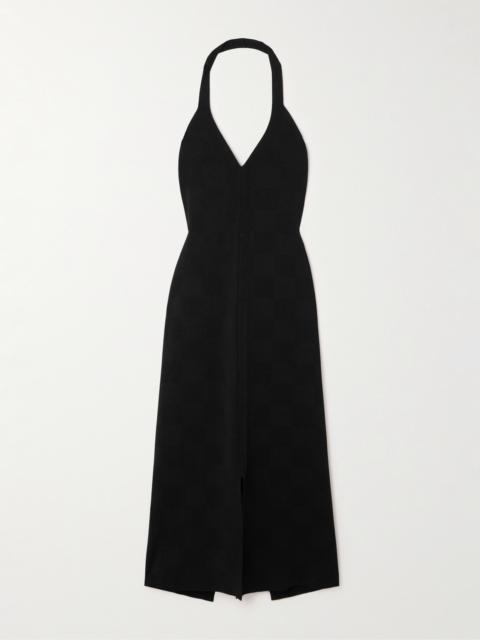 Amalia Halterneck Jacquard-knit Midi Dress