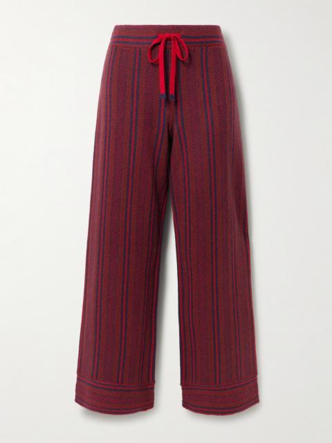 Striped Cashmere Wide-leg Sweatpants