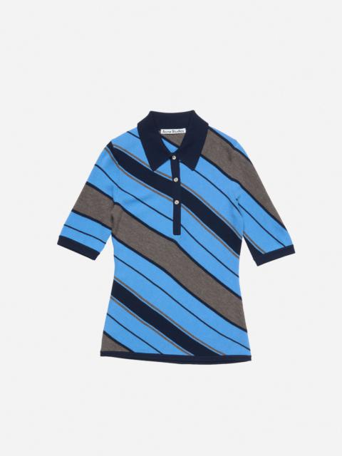 Wool polo knit - Multi blue