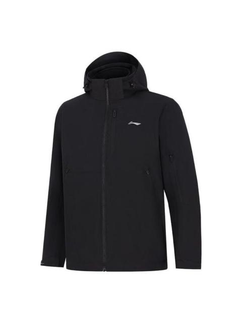 Li-Ning Logo 3-in-1 Polar Fleece Hooded Jacket 'Black' AWBT015-5