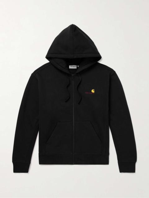 Logo-Embroidered Cotton-Blend Jersey Zip-Up Hoodie