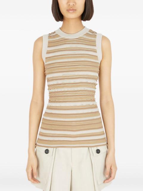 striped ruffled tank top