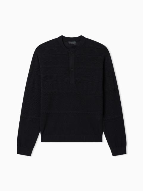 LYOCELL-BLEND, HENLEY NECKLINE JUMPER