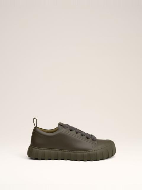 GREEN LEATHER LOW TOP TEMPO SNEAKERS