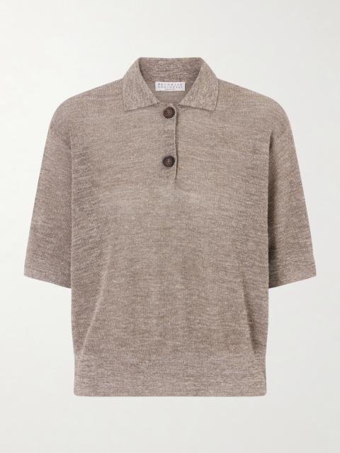 Metallic-knit Polo Shirt