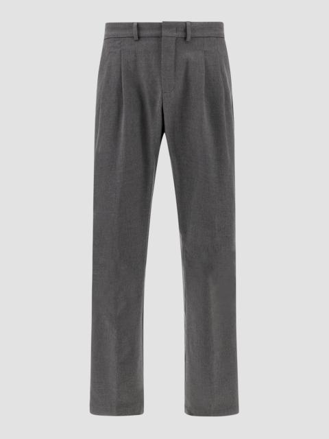 WOOL AND COTTON TROUSERS WITH DOUBLE PLEATS