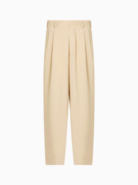 FLUID SANDBLASTED FABRIC TROUSERS WITH PLEATS